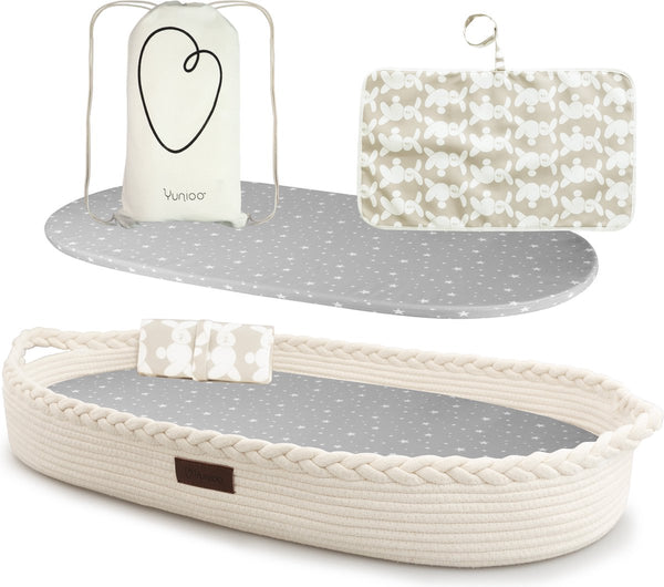 Yunioo - Aankleedkussen - Verschoonkussen - Mozesmand - Wit (80cm)