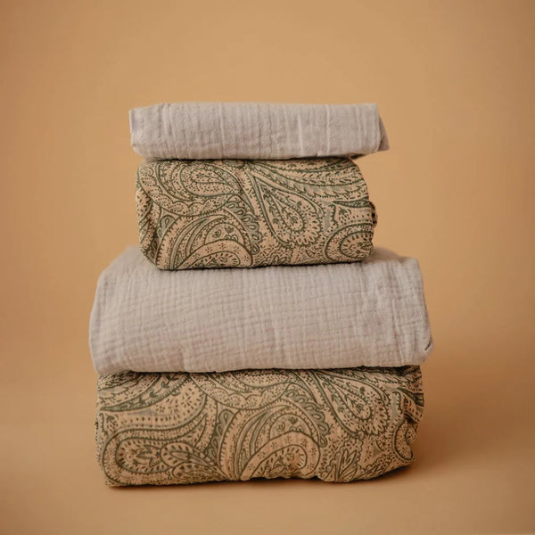 Mushie - Wieglaken - Extra zacht - Green Paisley, Lakens, Mushie, Keekabuu