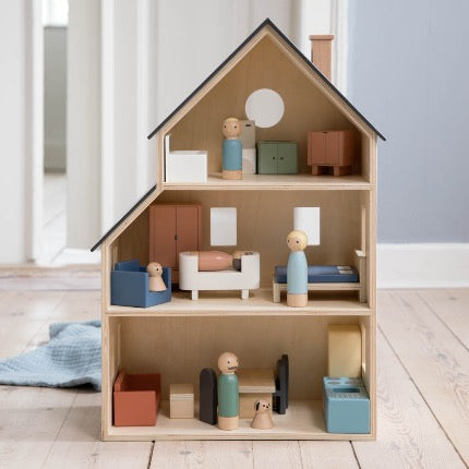 Sebra - Houten Badkamer Meubelset voor poppenhuis, 3-delig, Poppenhuis Meubels, Sebra, Keekabuu