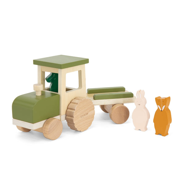Trixie - Houten Tractor met Aanhangwagen, Voertuigen, Trixie, Keekabuu