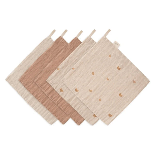 Mushie - Muslin Katoenen Washandjes (Set van 5), Washandjes, Mushie, Keekabuu
