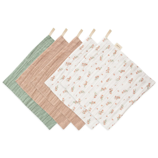 Mushie - Muslin Katoenen Washandjes (Set van 5), Washandjes, Mushie, Keekabuu