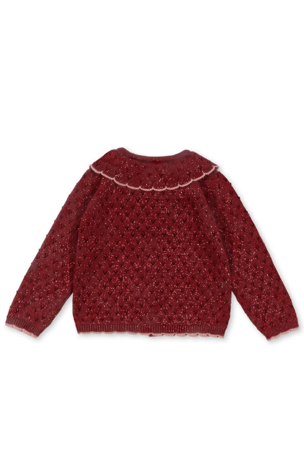 Konges Slojd -  Elegant Gebreid Vest - Holiday Knit Vest - Red Dahlia - Rood, Vest, Konges Slojd, Keekabuu