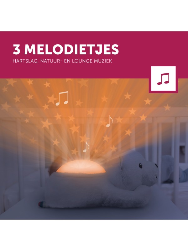 ZAZU -  Sterrenprojector Muziekdoos - Star met rustgevende melodieën - Polly de IJsbeer, Slaaptrainers, Zazu, Keekabuu