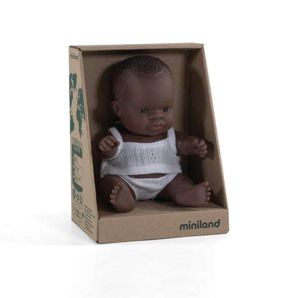 Miniland - Babypop Afrikaans Meisje, Poppen, Miniland, Keekabuu