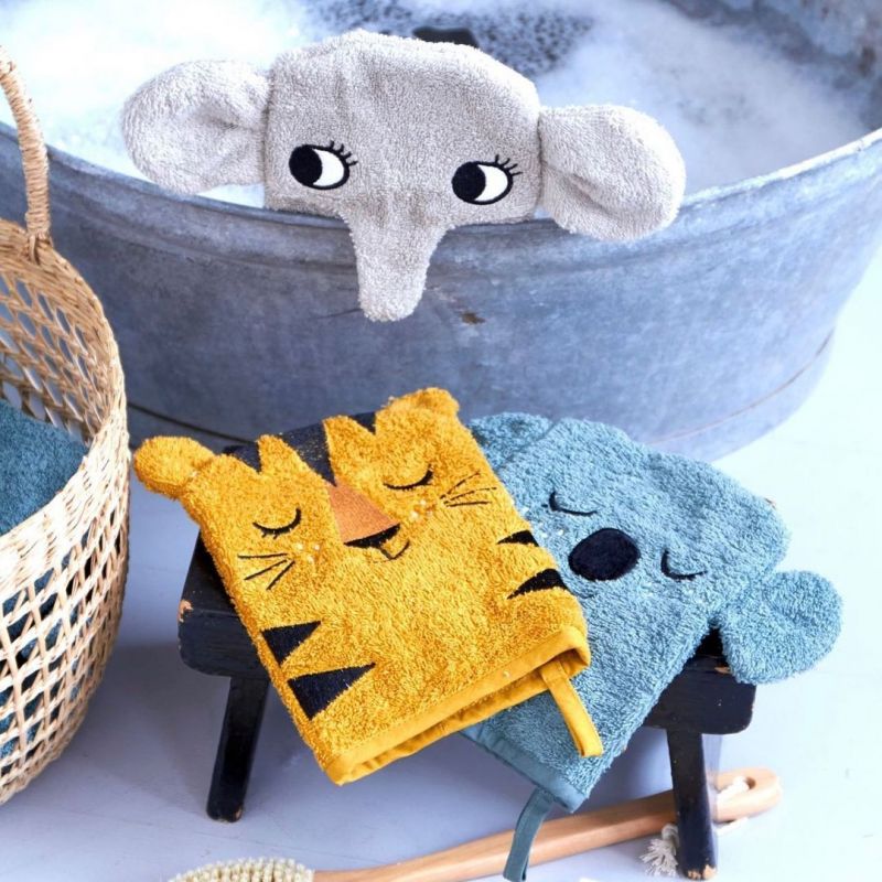 Roommate - Set van 3 Washandjes - Koala, Tiger en Elephant, Washandjes, Roommate, Keekabuu