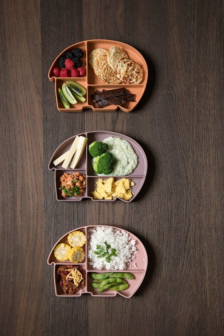 Sebra - Siliconen Vakjes Bord met Deksel - Blossom Pink, Borden, Sebra, Keekabuu