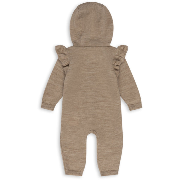 Konges Slojd - Gebreide Tomama Onesie met Ajourtricot - Beige Melange, Onesie, Konges Slojd, Keekabuu