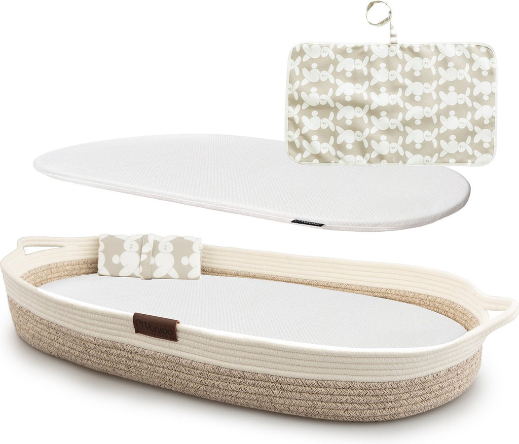 Yunioo - Matelas à langer - Panier Moses - Blanc/beige (80cm)