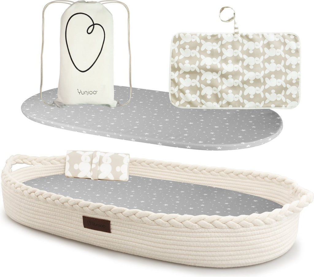 Yunioo - Aankleedkussen - Verschoonkussen - Mozesmand - Wit (80cm)