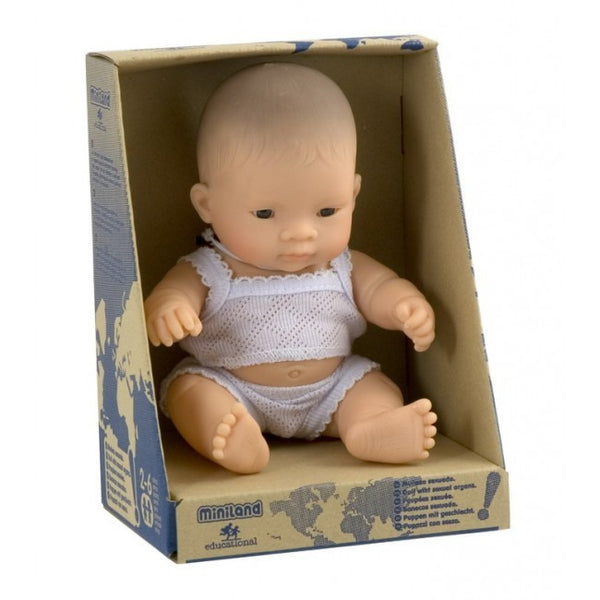 Miniland - Babypop Aziatisch Jongen – 21 cm