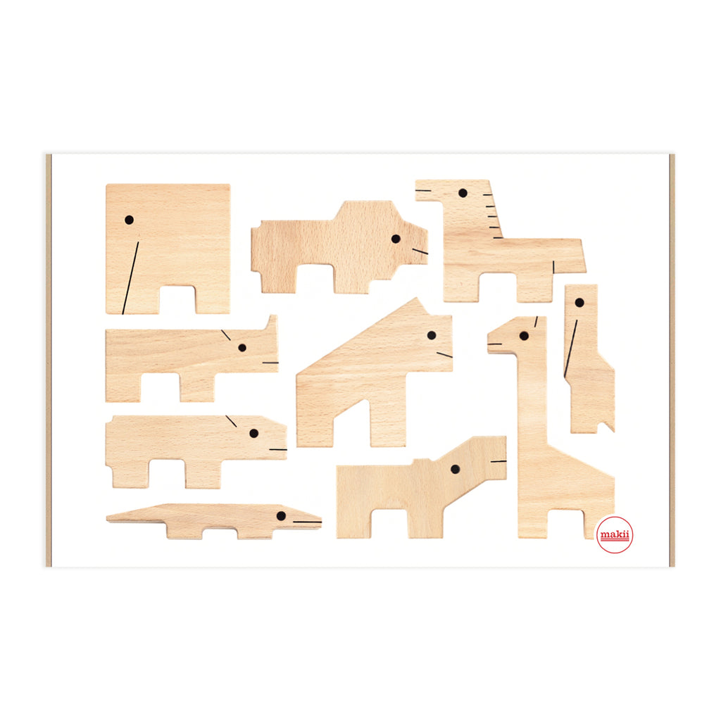 Makii - Dieren Parade Set van 10 -  Dutch FSC beech wood