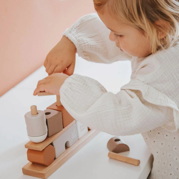 Label Label -  Tour empilable en forme de maison - Nougat