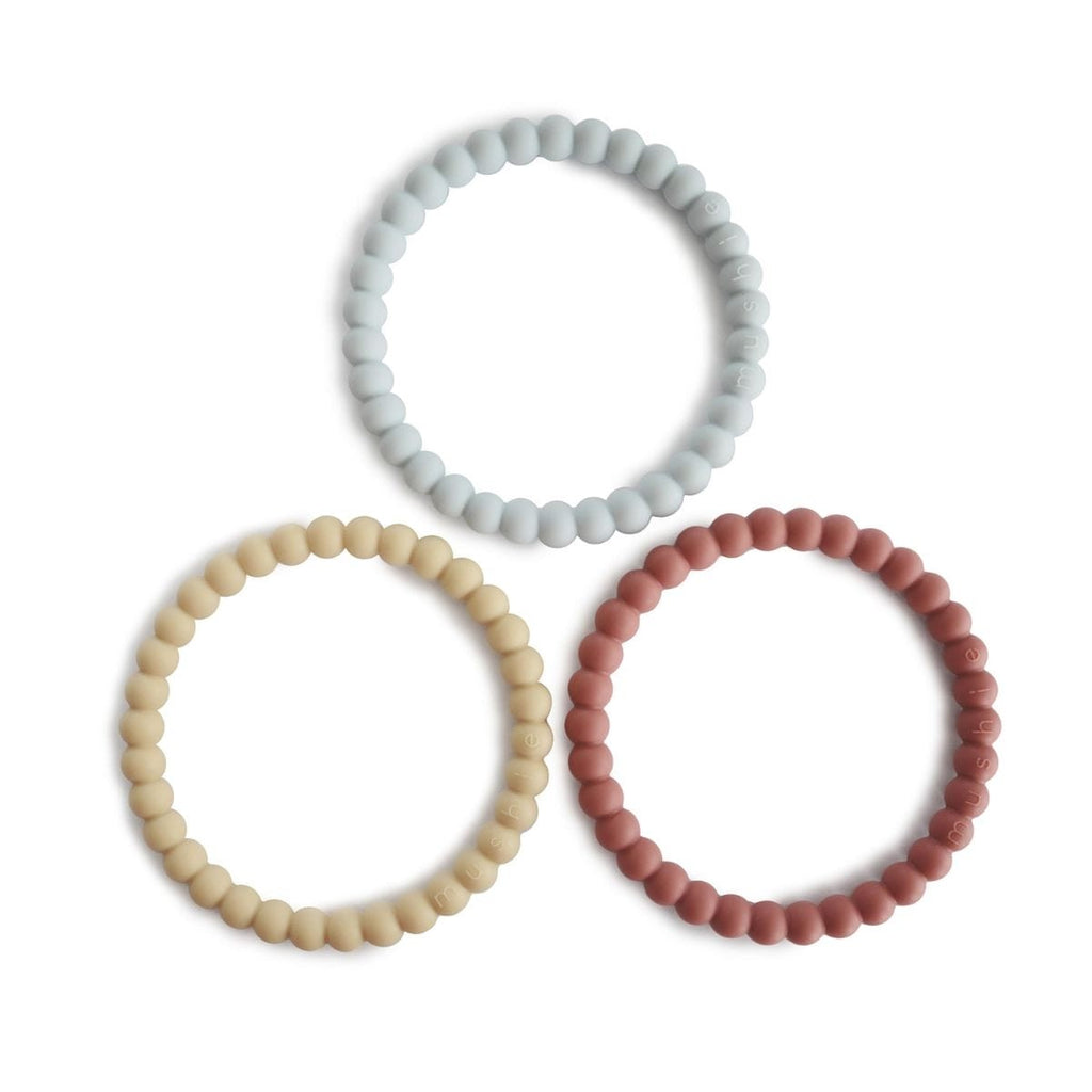 Mushie - Lot de 3 bracelets anneaux de dentition en silicone