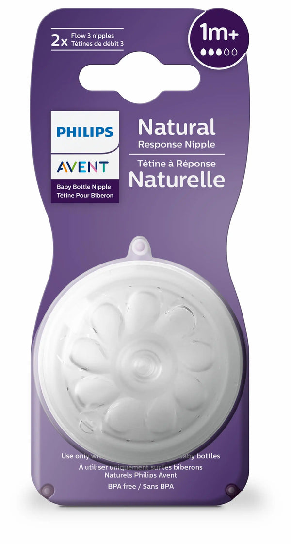 Philips Avent - Flessenspeen -Natural 3.0 - 1m+ - T3 - 2 stuks, Flessenspenen, Philips Avent, Keekabuu
