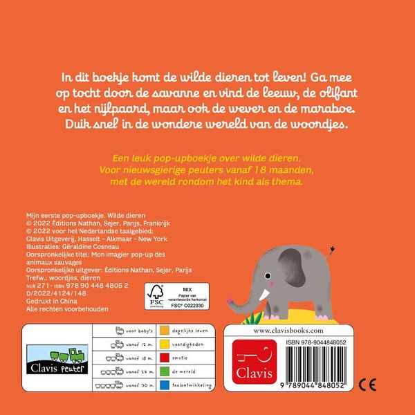 Clavis -Wilde dierenMijn eerste pop-upboekje, Dreumesboeken, Clavis, Keekabuu