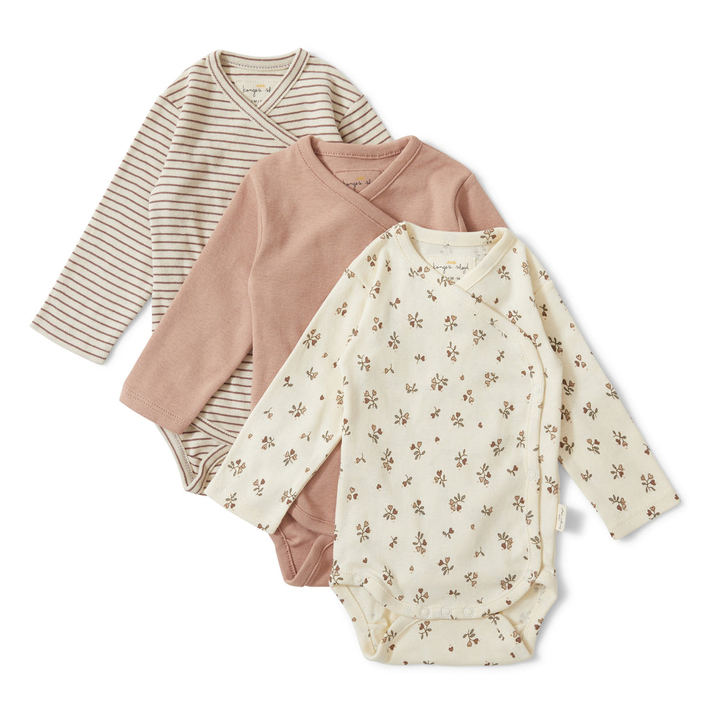 Konges Sløjd - Newborn overslagrompers - Petit amour/striped/blush - 3 pack, Rompers, Konges Slojd, Keekabuu