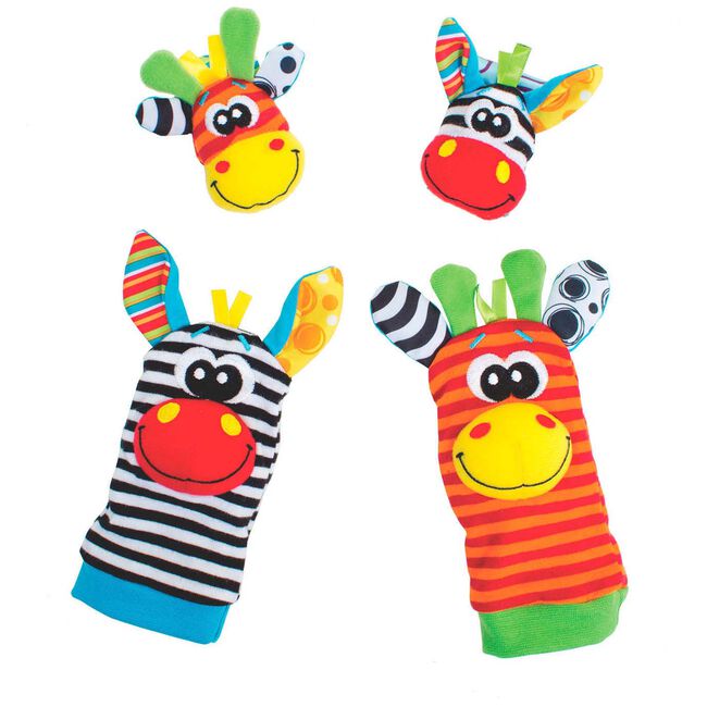Playgro  - Pols en Voetrammelaarset Zebra & Giraf, Rammelaars, Playgro, Keekabuu