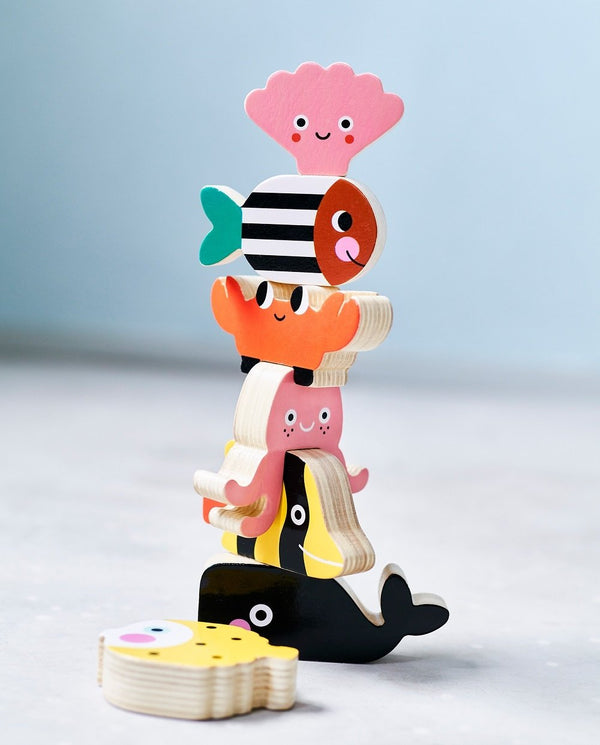 Petit Monkey - Houten Stapeldieren Ocean, Houten speelgoed, Petit Monkey, Keekabuu
